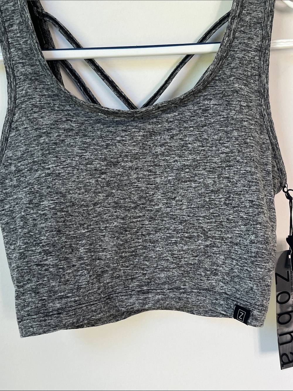 Zobha Heathered Gray Strappy Sports Bra NWT Size S